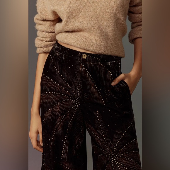 Anthropologie FARM Rio Printed Velvet Pants - Picture 3 of 9